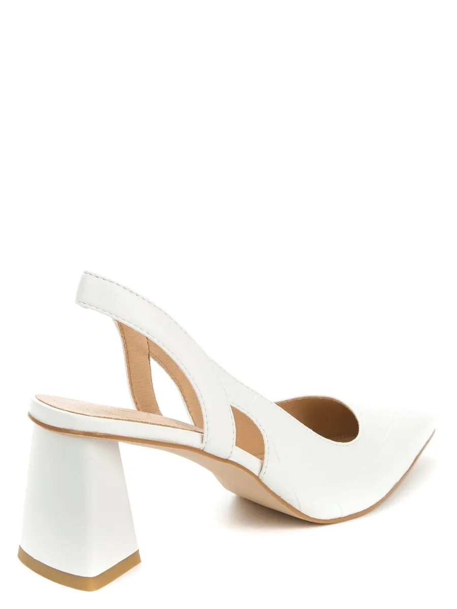 Betsy White Sling Back Heel Sandals