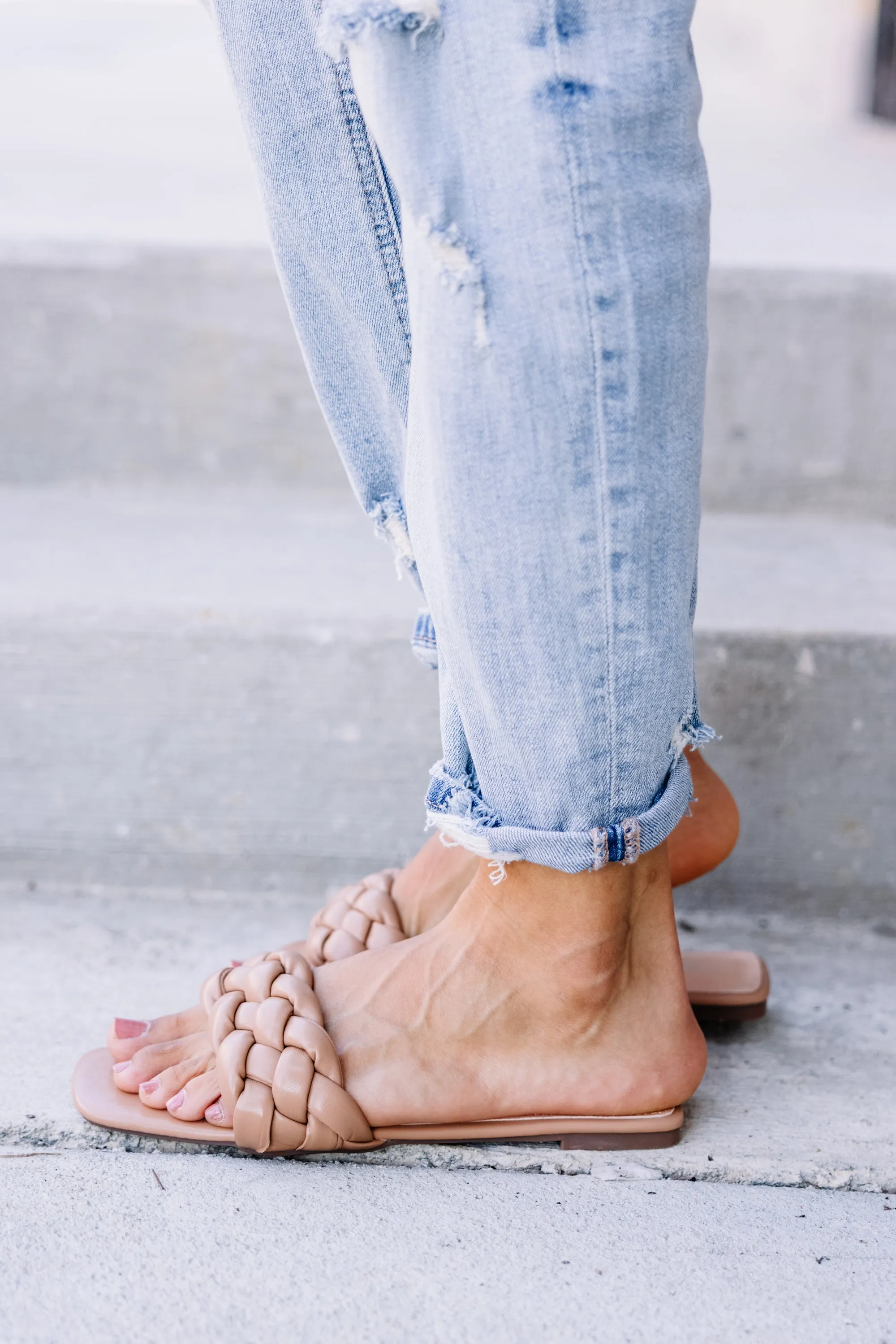 Bubbly Personality Camel Brown Braided Sandals