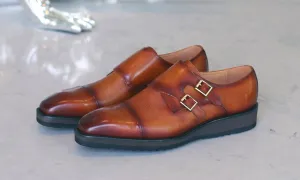 Calfskin Double Monkstrap Shoe Cognac
