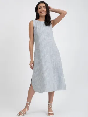 Cotton Sleeveless Relaxed Dress - Light Blue
