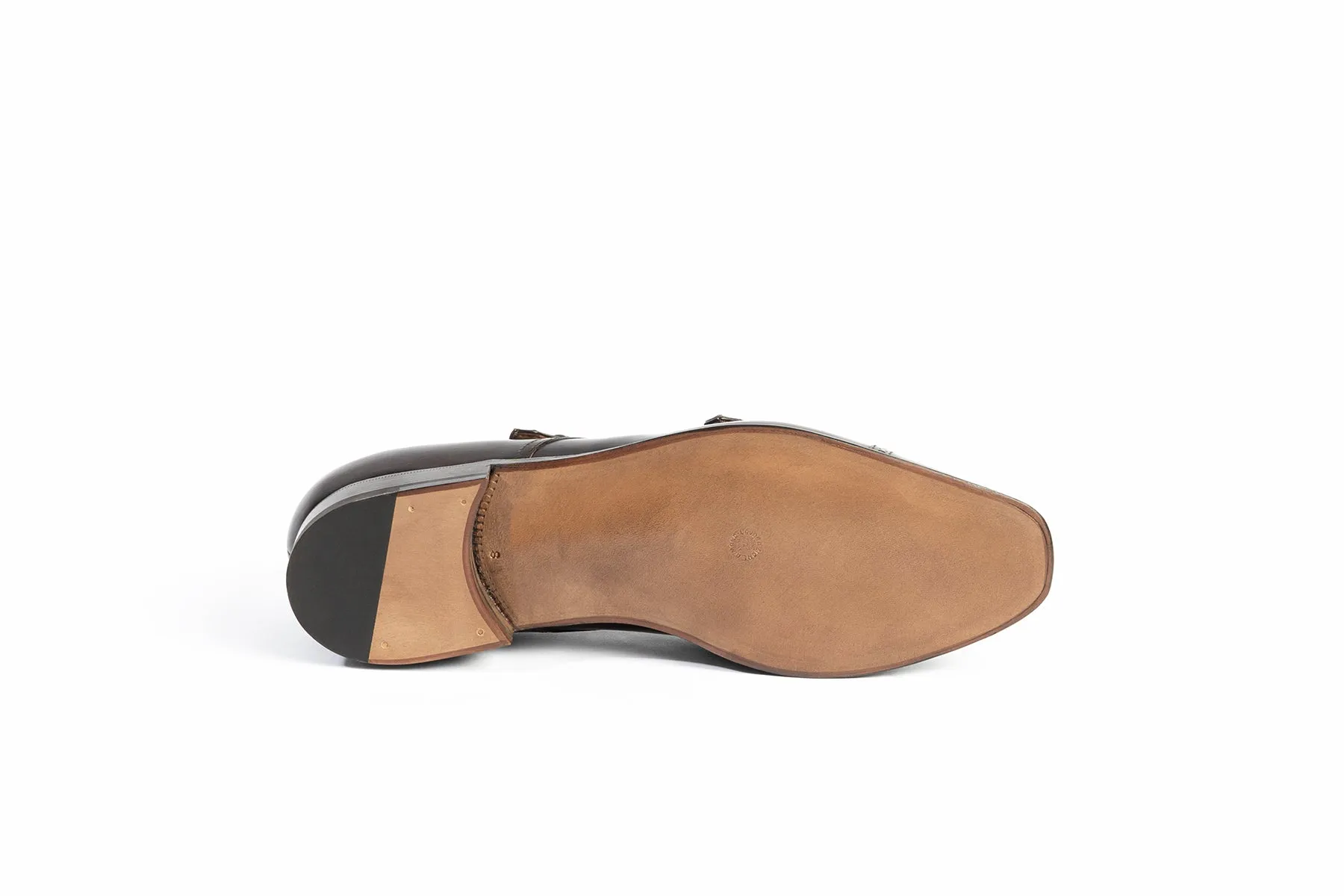 Enzo Bonafe Art. 2364MOD Double Monk Straps In Dark Brown Museum