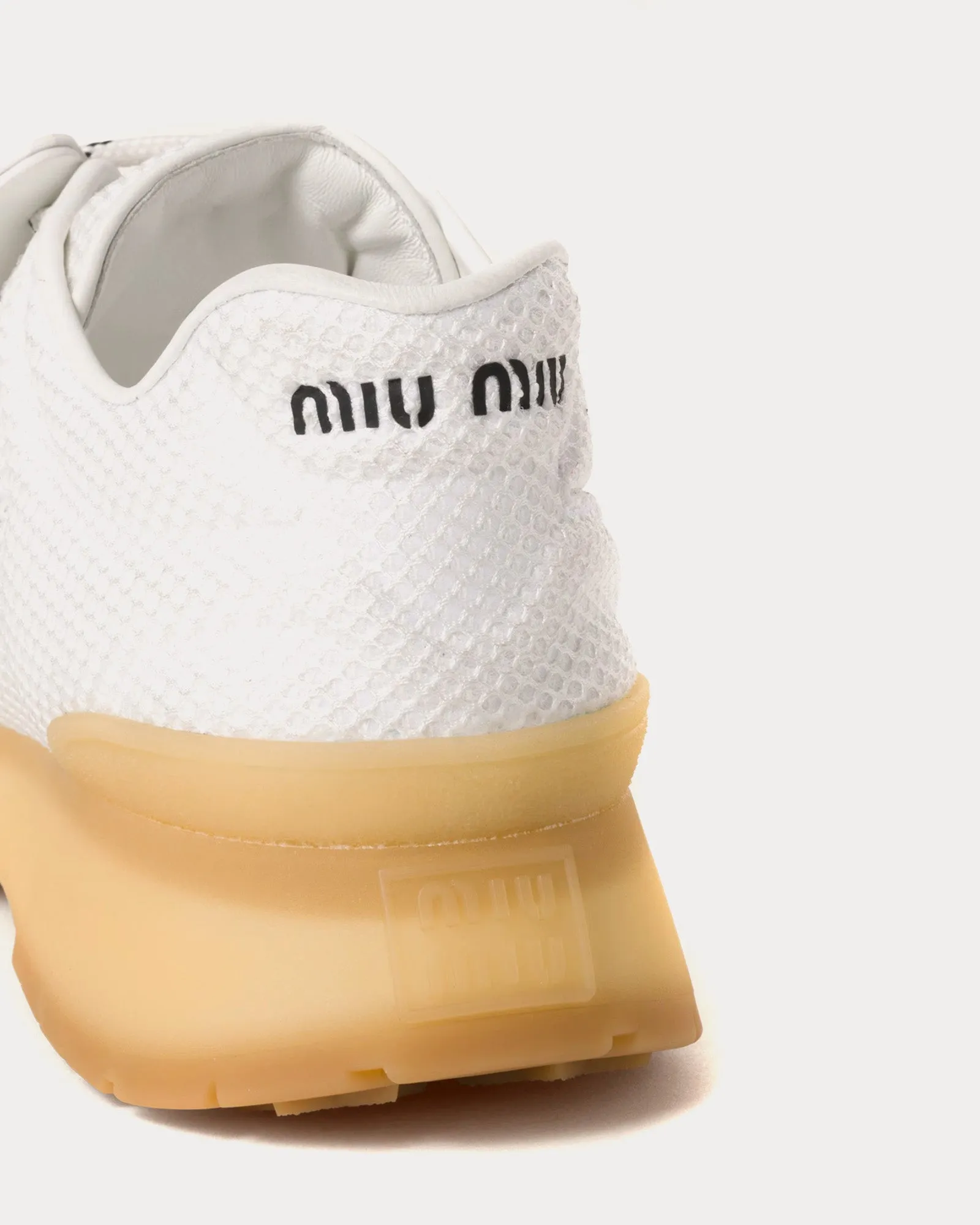 Fabric & Mesh White Low Top Sneakers