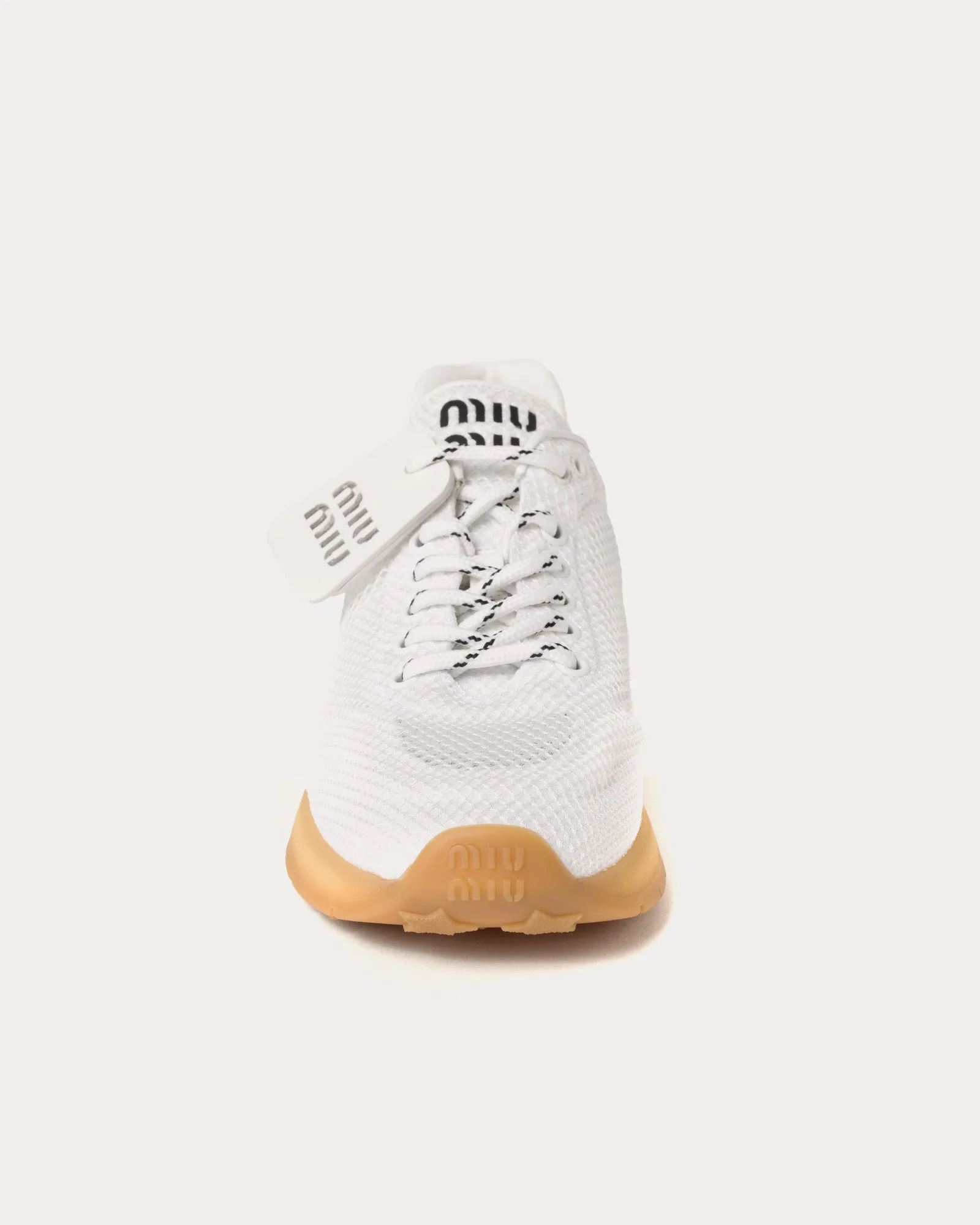 Fabric & Mesh White Low Top Sneakers