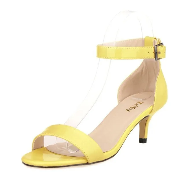Fashionable Candy Colored Patent Leather Women's Sandals