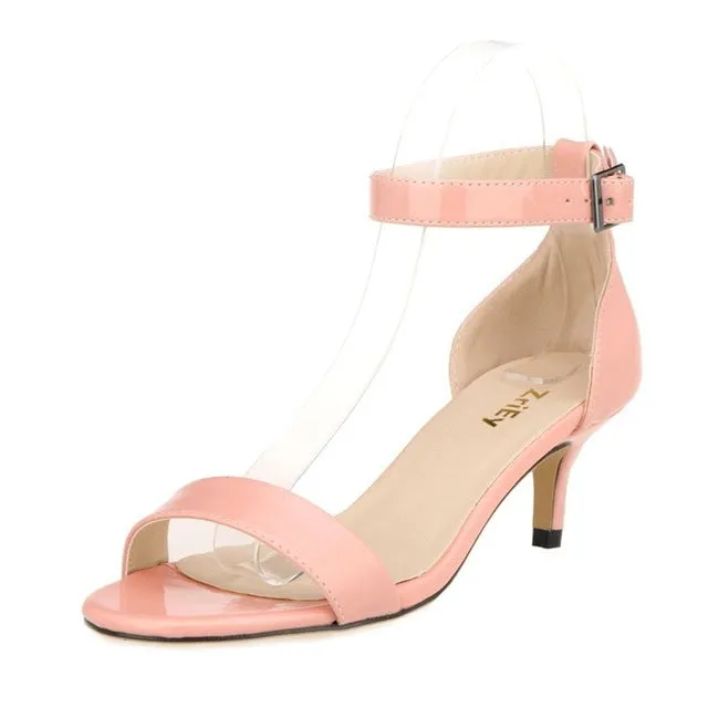 Fashionable Candy Colored Patent Leather Women's Sandals
