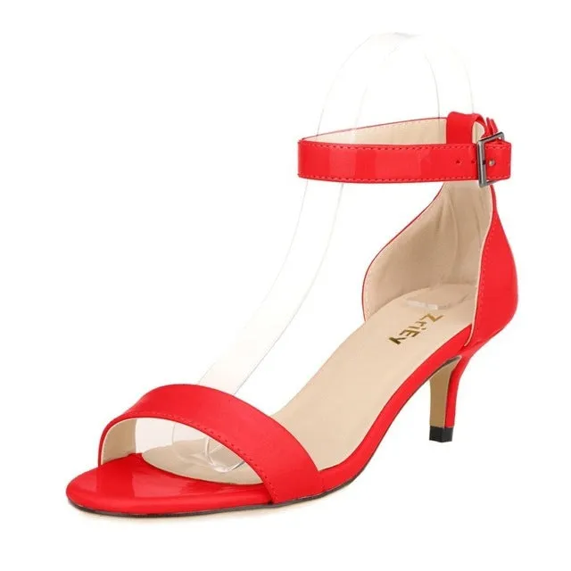 Fashionable Candy Colored Patent Leather Women's Sandals