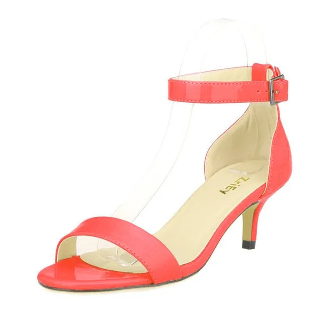 Fashionable Candy Colored Patent Leather Women's Sandals
