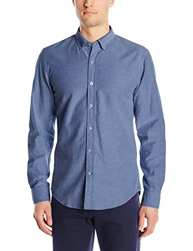 Goodthreads Men's Slim-Fit Long-Sleeve Solid Oxford Shirt, Indigo, Large