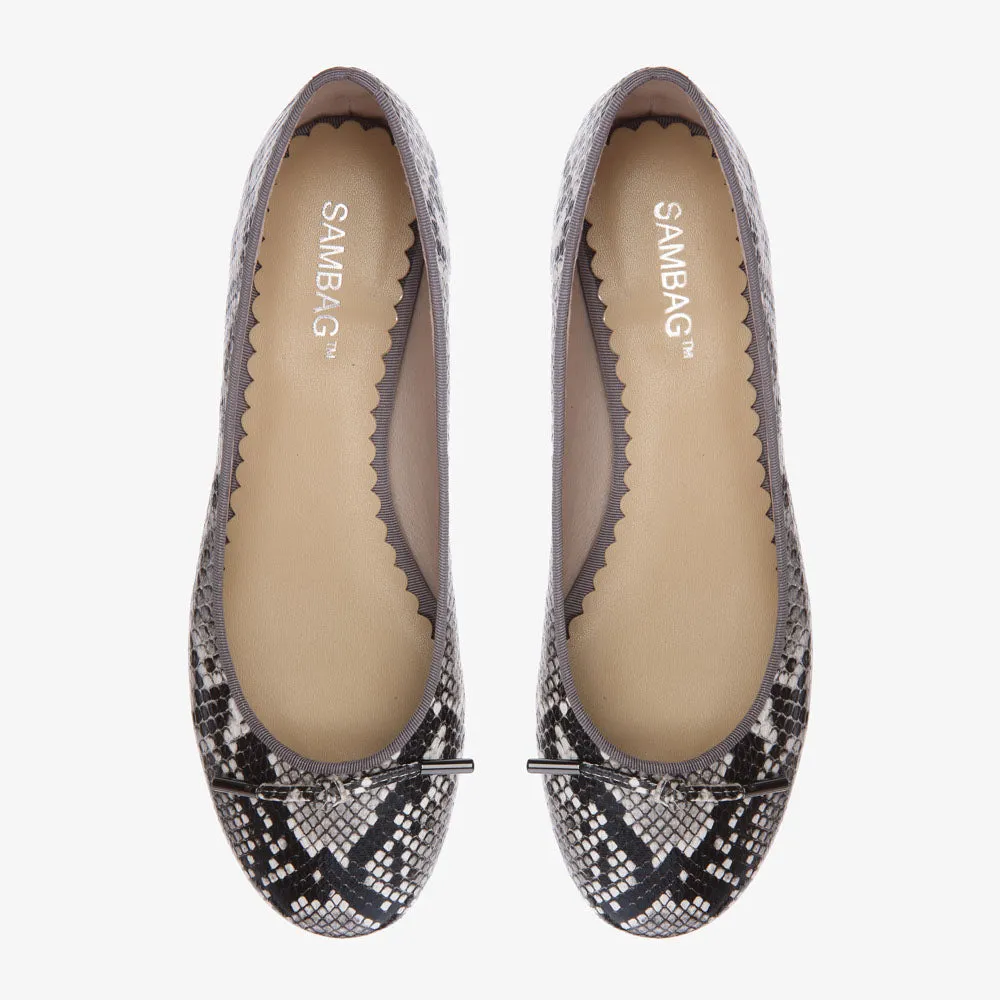 Grace Python Embossed Leather Ballet flat