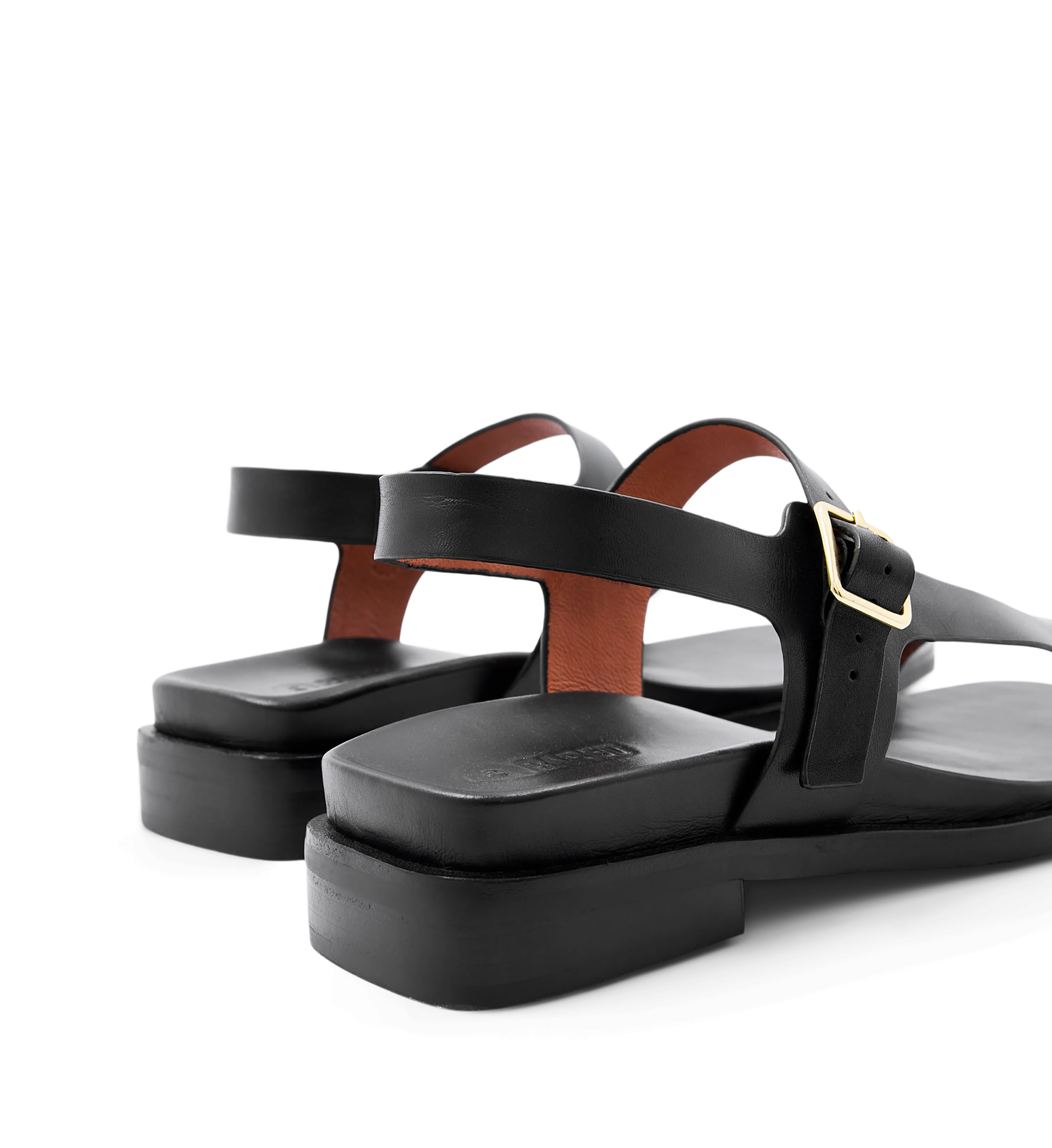 Kioea Black Leather Sandals