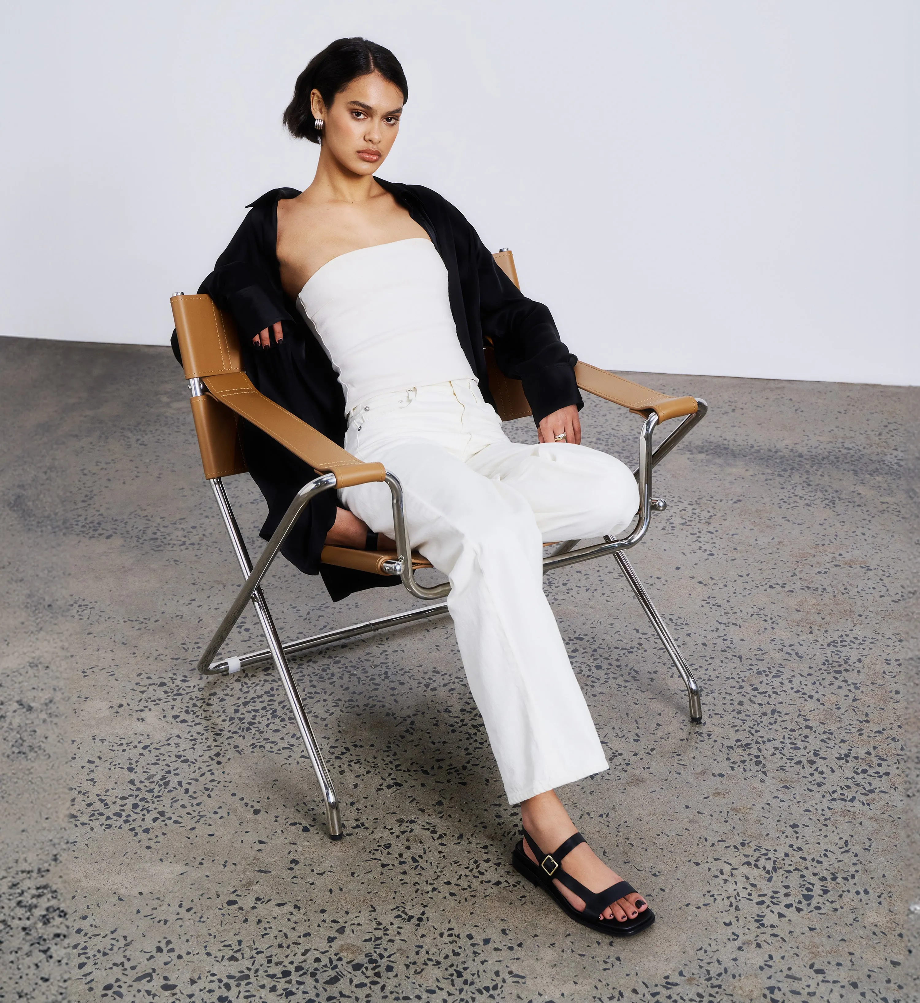 Kioea Black Leather Sandals