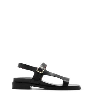 Kioea Black Leather Sandals