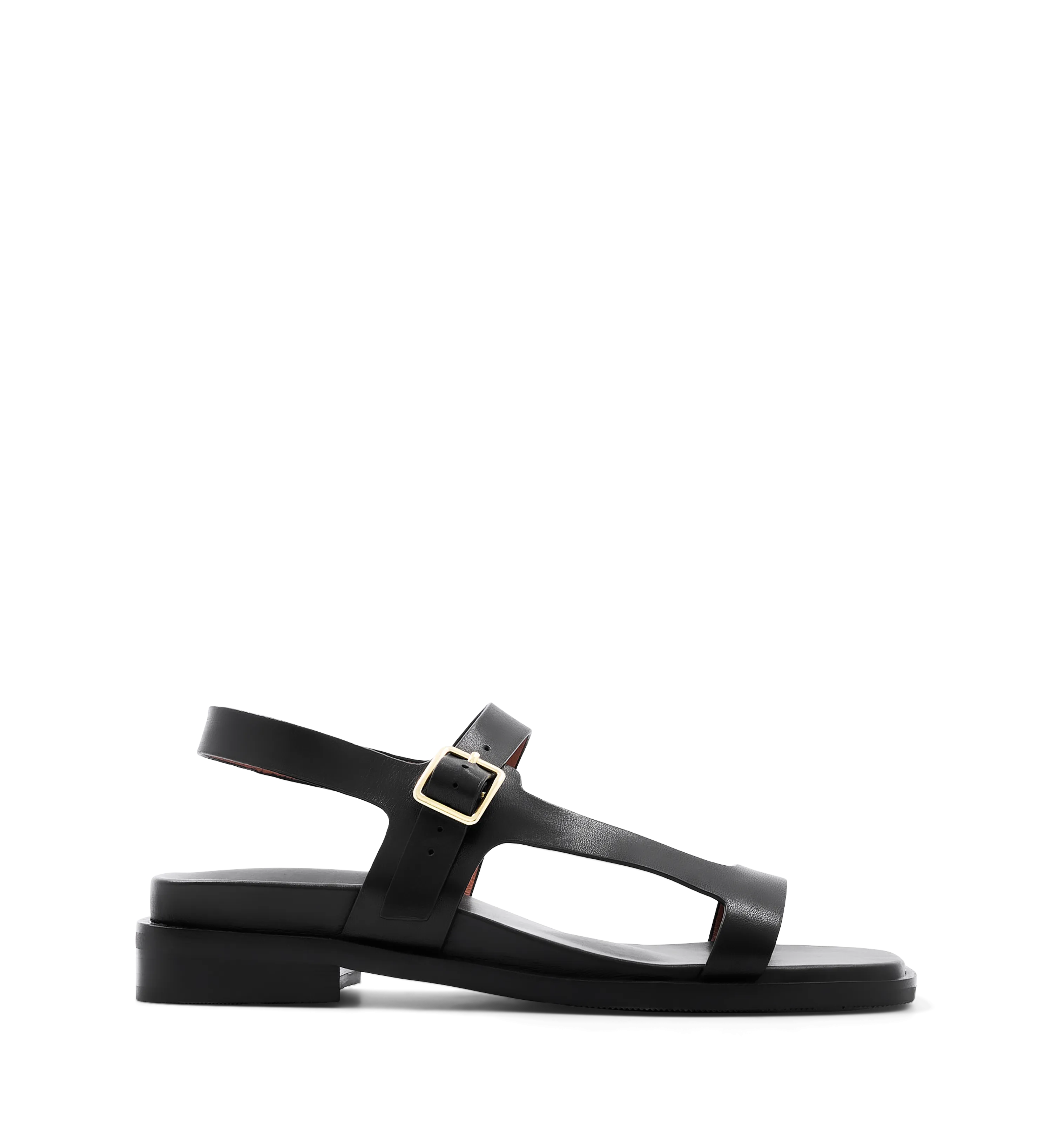 Kioea Black Leather Sandals