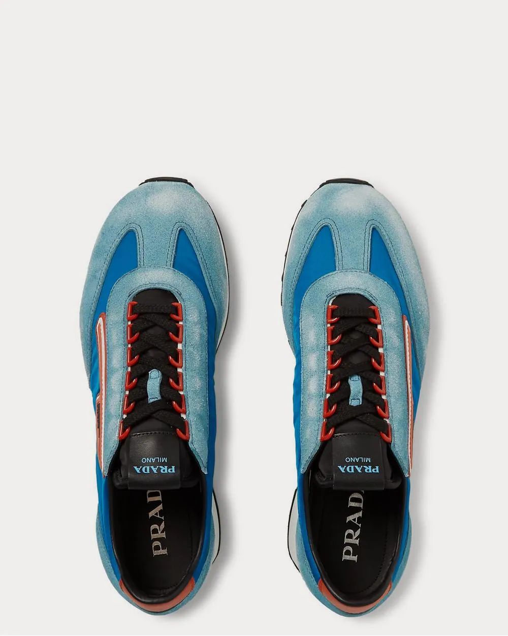Milano 70 Nylon and Suede  Light blue low top sneakers
