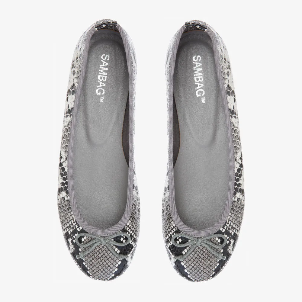 Natalie Python Embossed Leather Ballet flat