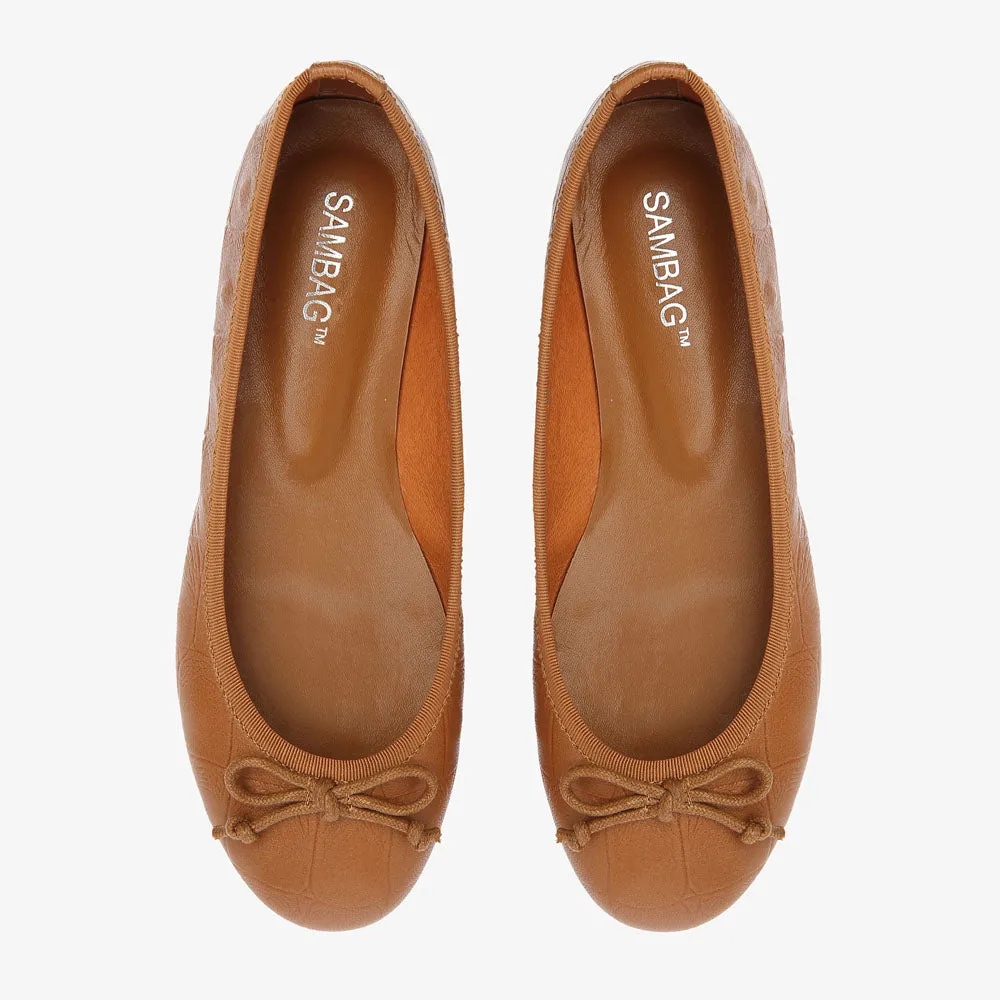 Natalie Tan Croc leather ballet flat