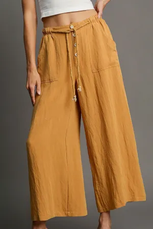 Rope Drawstring Wide Leg Pants