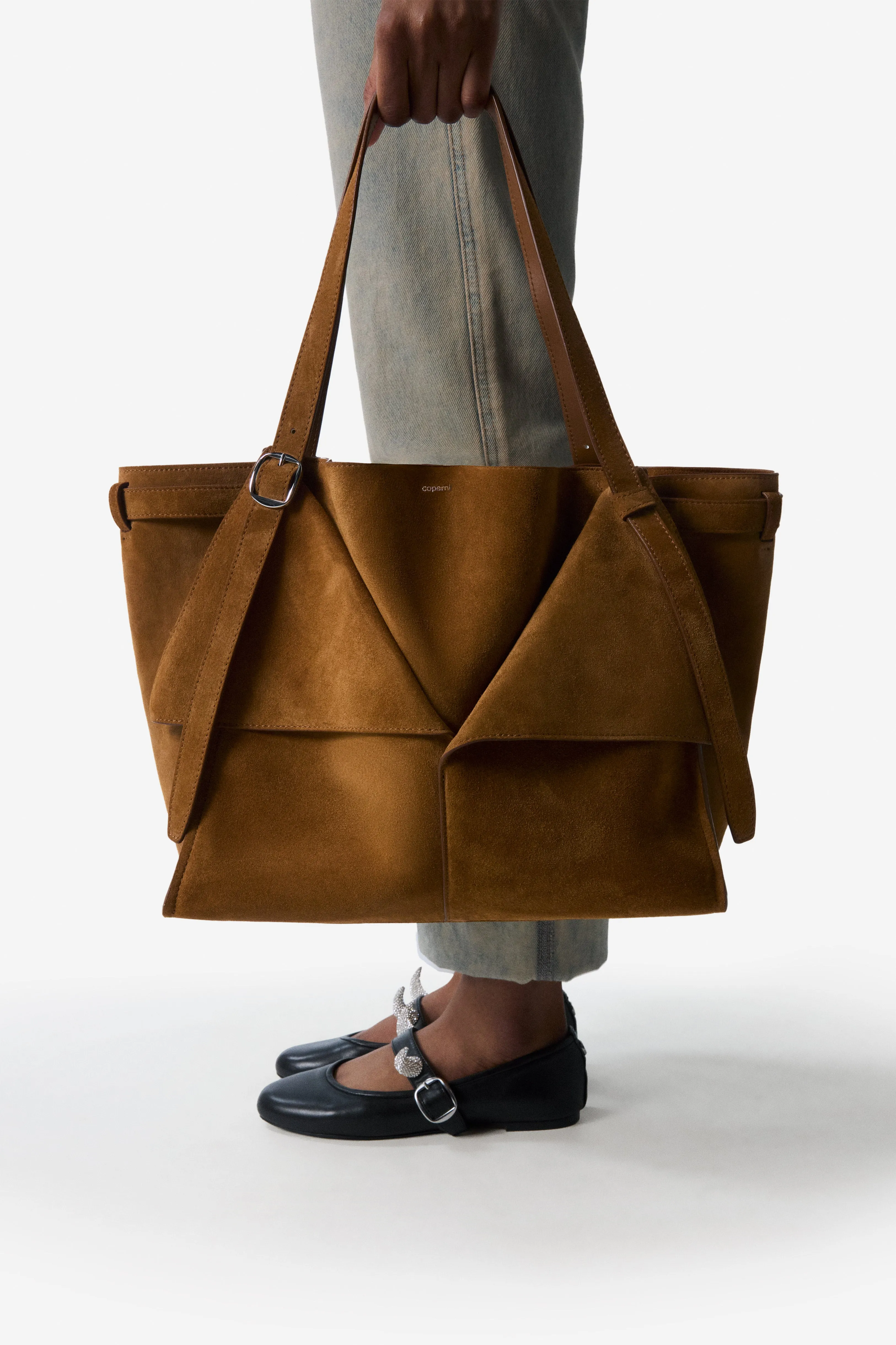 Suede Belt Cabas Bag