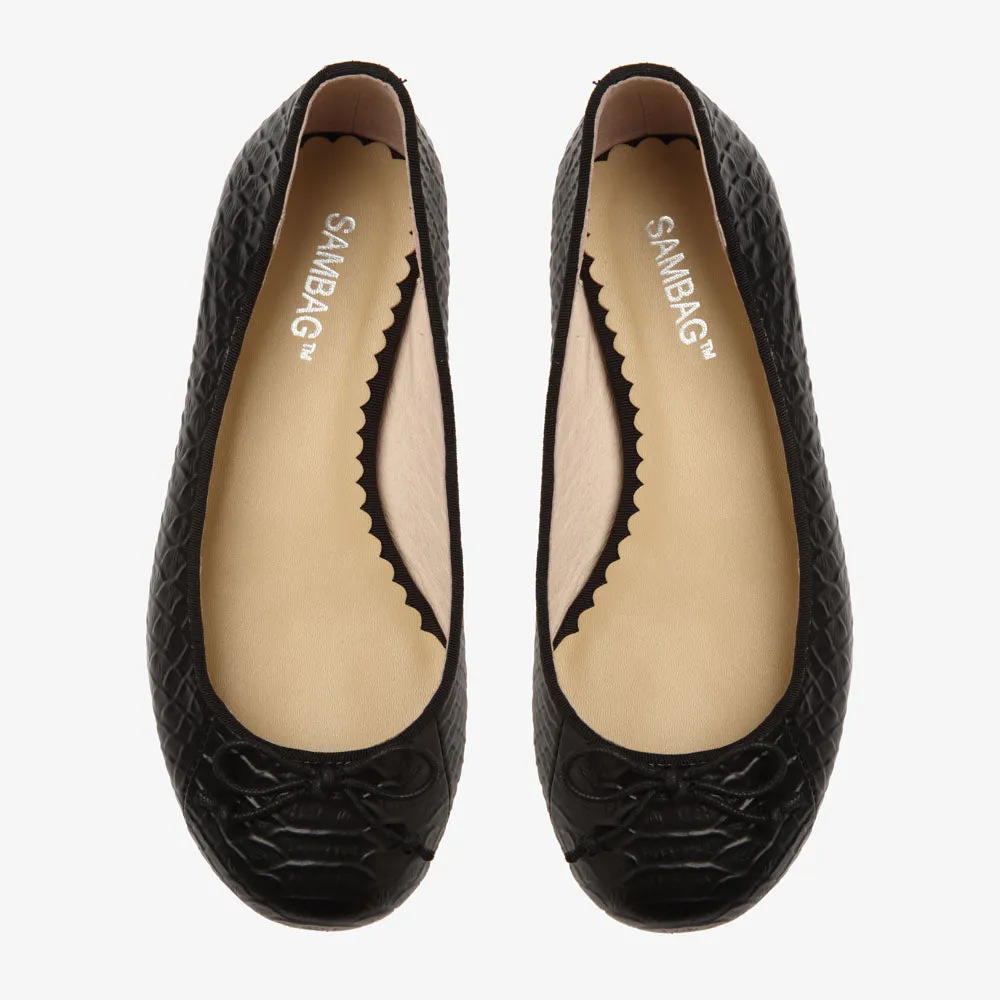 Tina Black Snake Ballet Flat