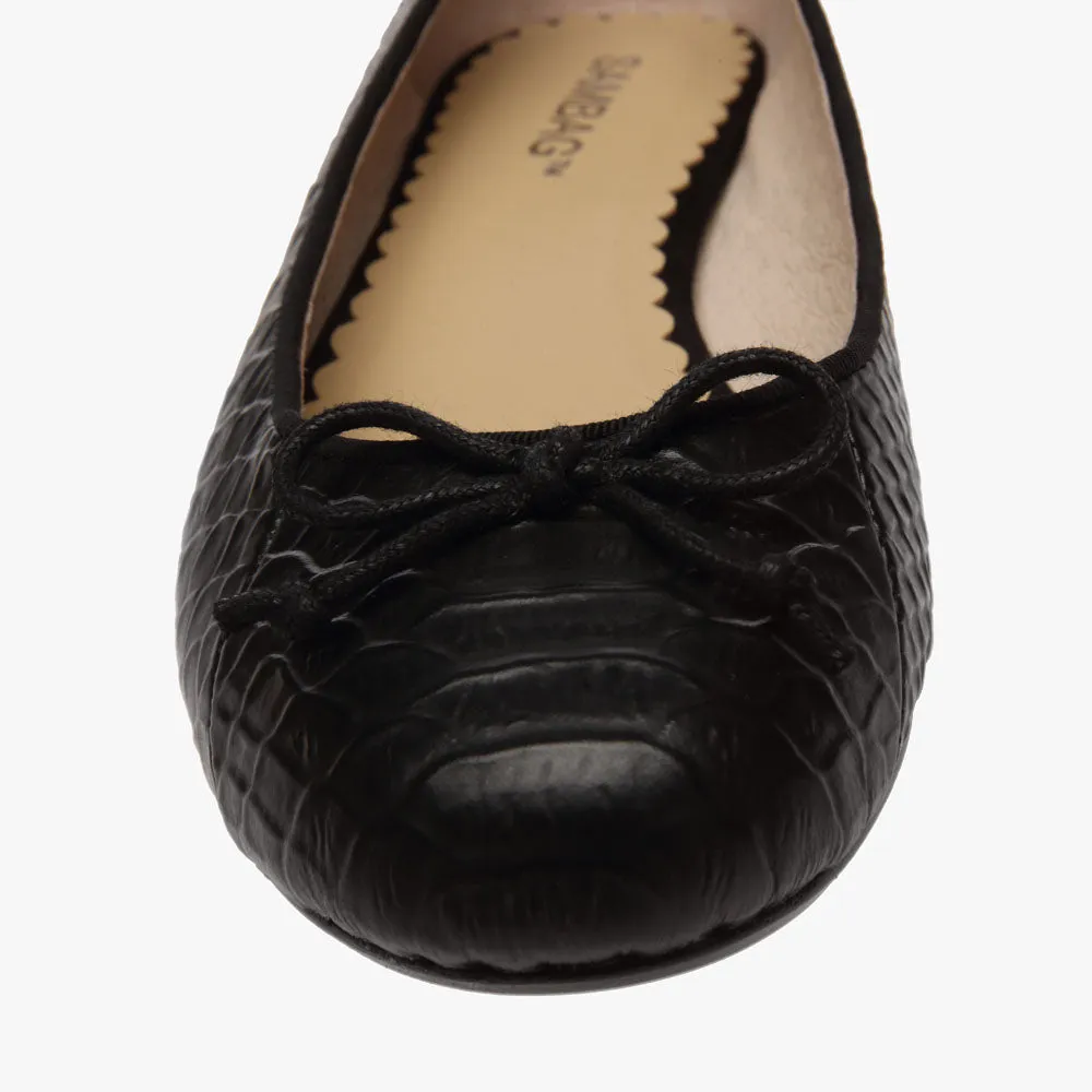 Tina Black Snake Ballet Flat