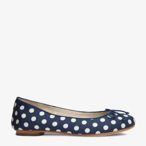 Tina Navy & White Satin Polka Dot Ballet flat