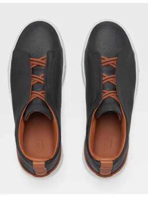 Triple Stitch Sneakers | Black Deerskin