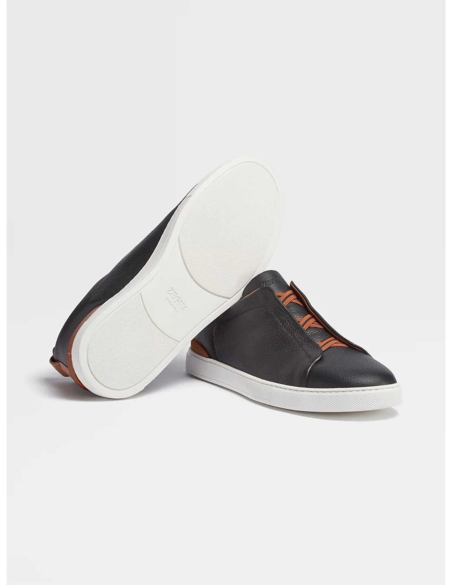 Triple Stitch Sneakers | Black Deerskin