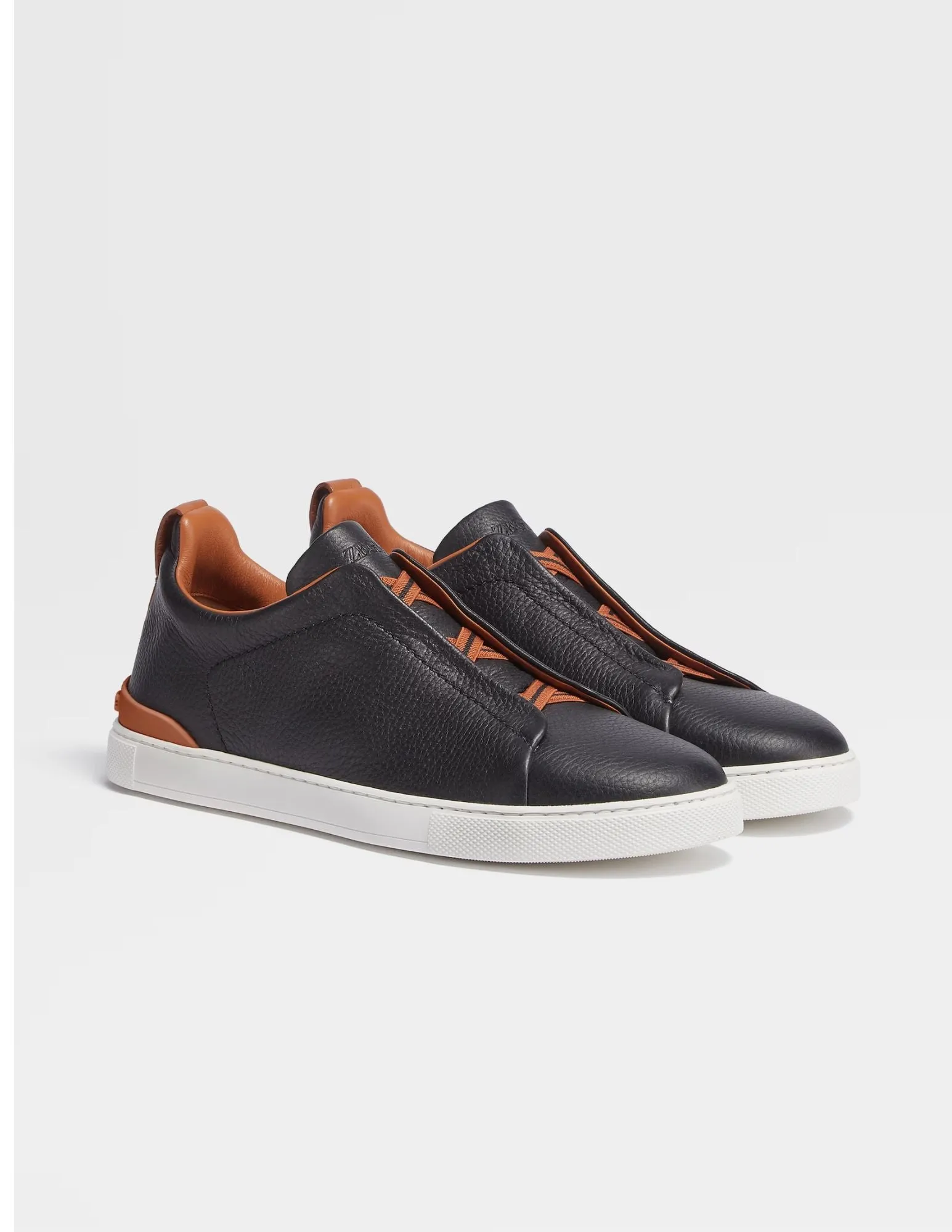 Triple Stitch Sneakers | Black Deerskin