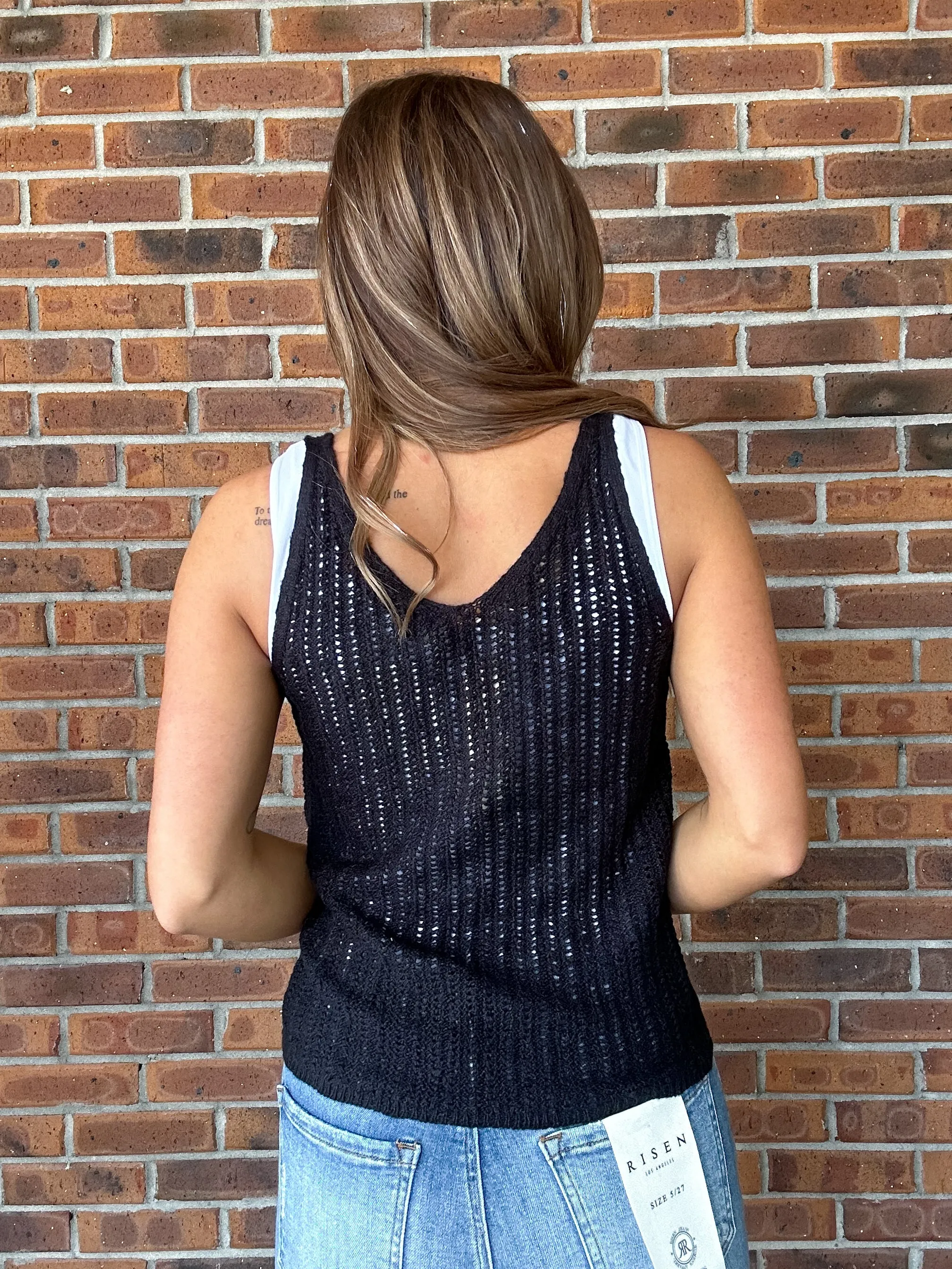 V Neck Crochet Knit Tank