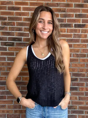 V Neck Crochet Knit Tank