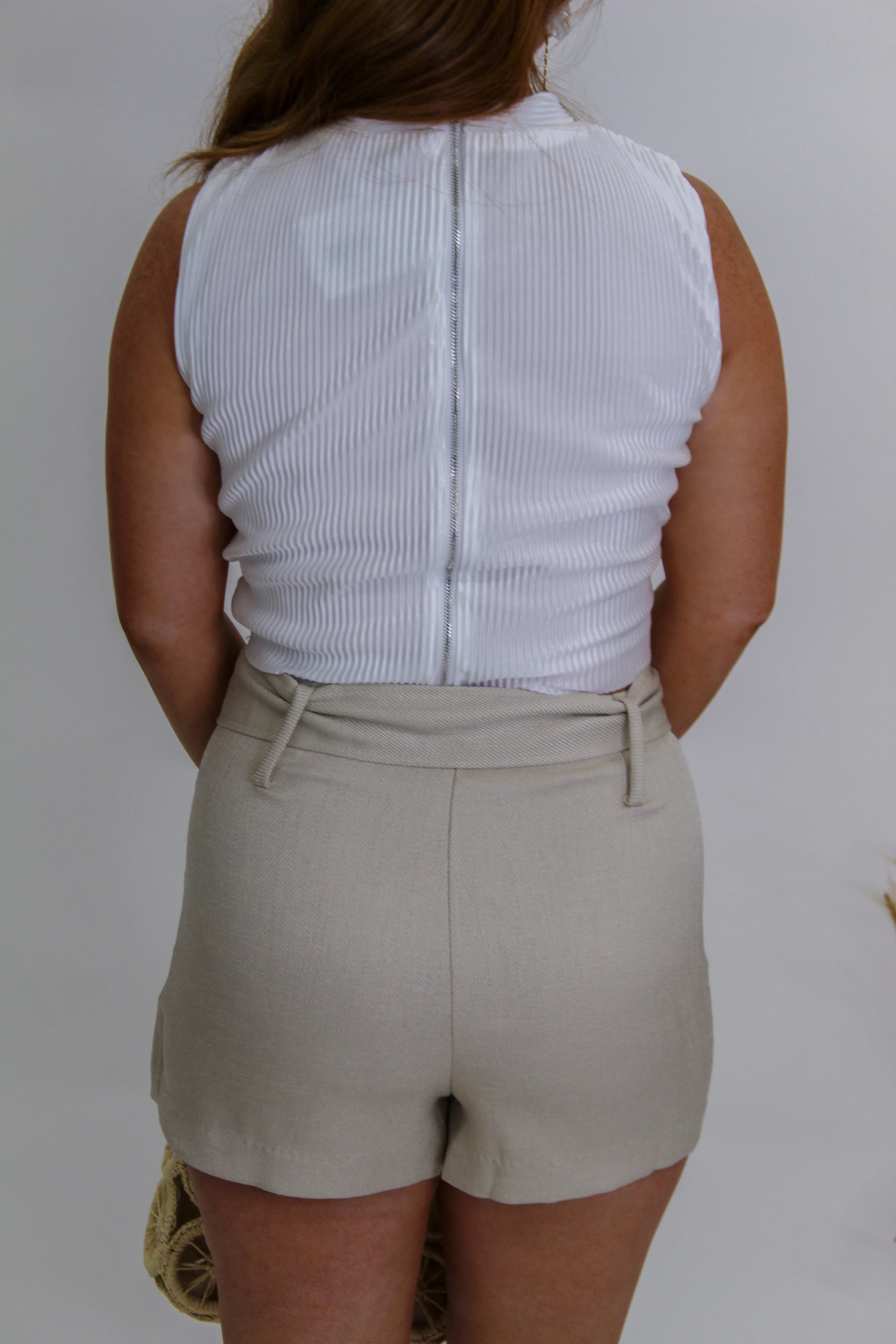 Weekend Muse Belted Skort- Taupe