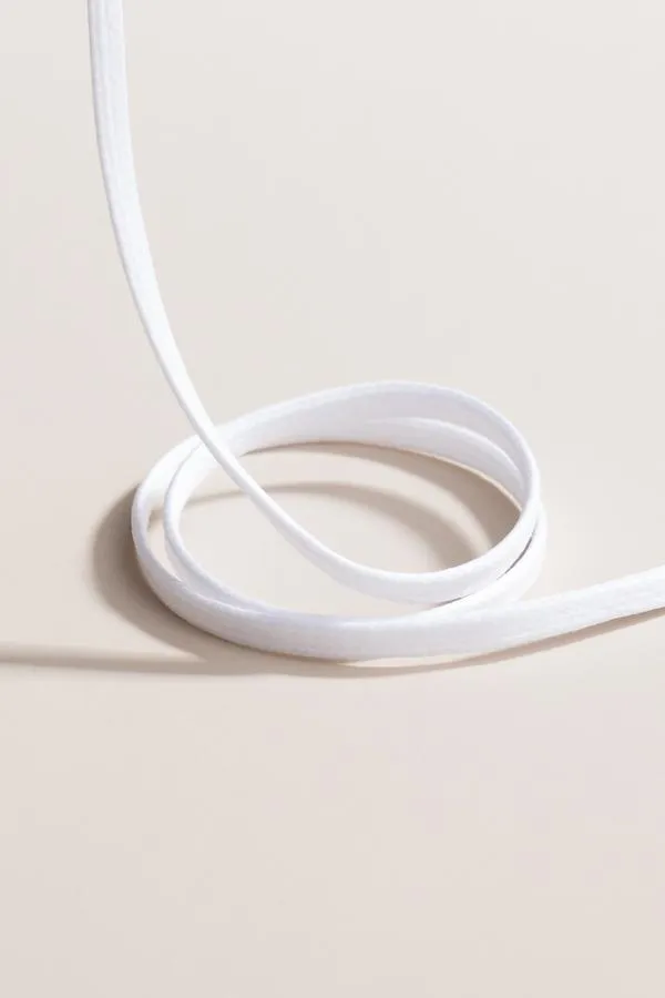 White | Flat Waxed Shoelaces